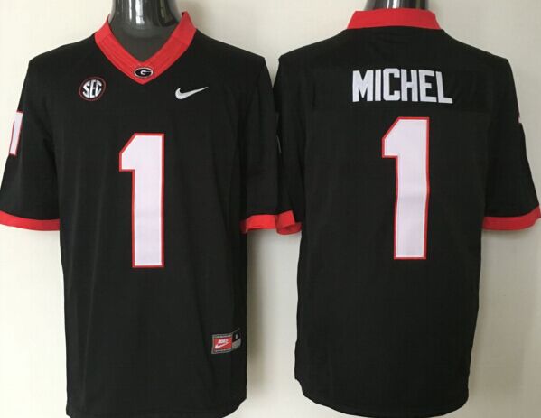 Men's Georgia Bulldogs Sony Michel #1 Black Jersey